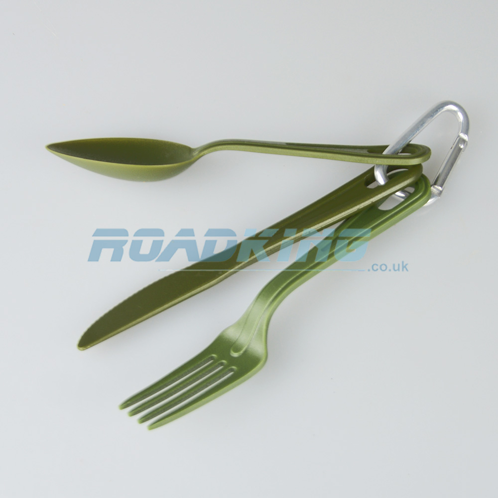 Polycarbonate Camping Cutlery Set Army Green ROADKING.co.uk